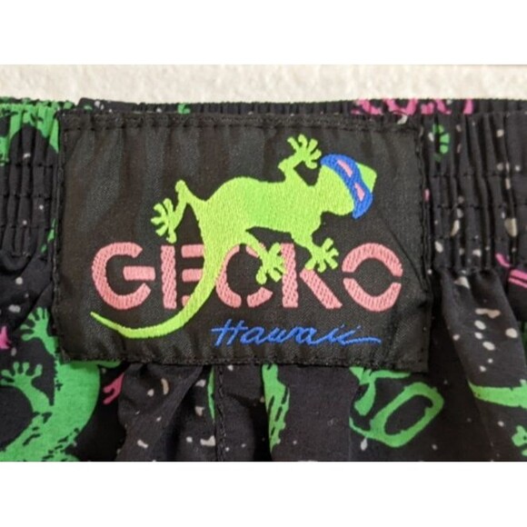 GECKO Hawaii Neon Splatter Gecko Print Beach Pant 100% Nylon Size Small - Picture 3 of 13